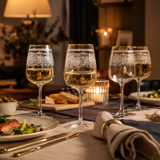 Aulica Gold-Rim Patterned Wine Glasses - Set of 6 - product image 2