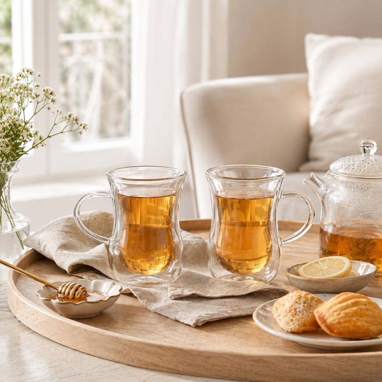 Aulica Double-Wall Glass Tea Cups Set of 2 detail view