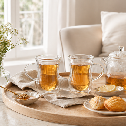 Aulica Double-Wall Glass Tea Cups Set of 2 detail view