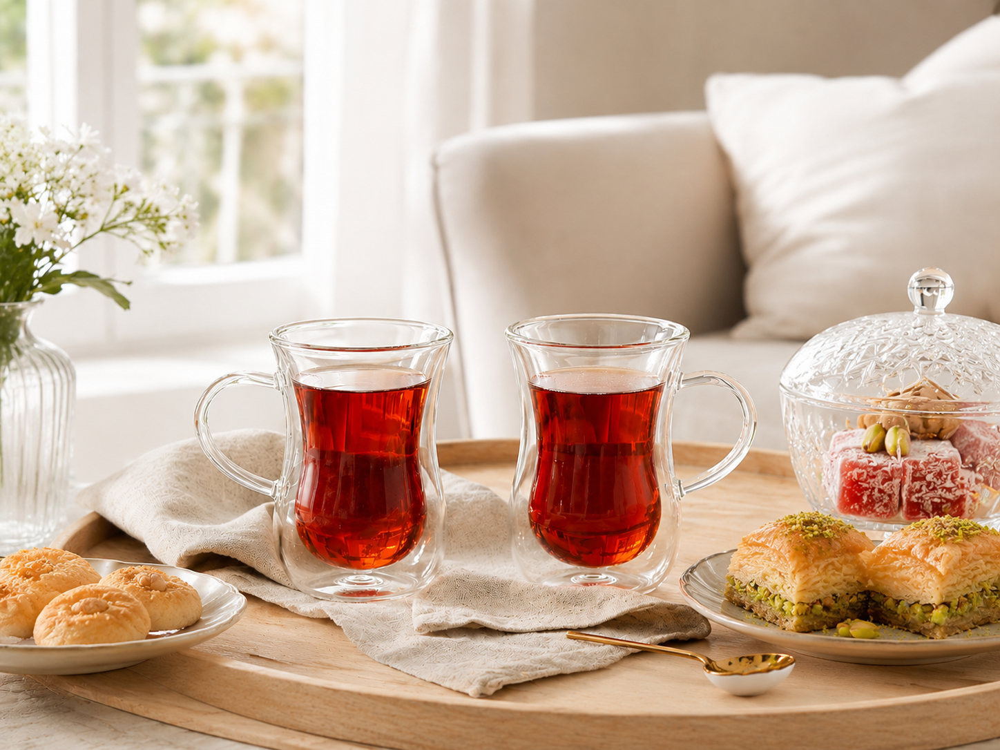 Aulica Double-Wall Glass Tea Cups Set of 2 angled view