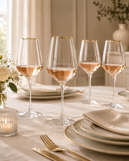 Aulica Gold Rim Wine Glasses Set of 6 detail view