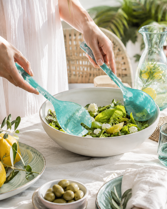 Aulica Green Resin Salad Server Set front view