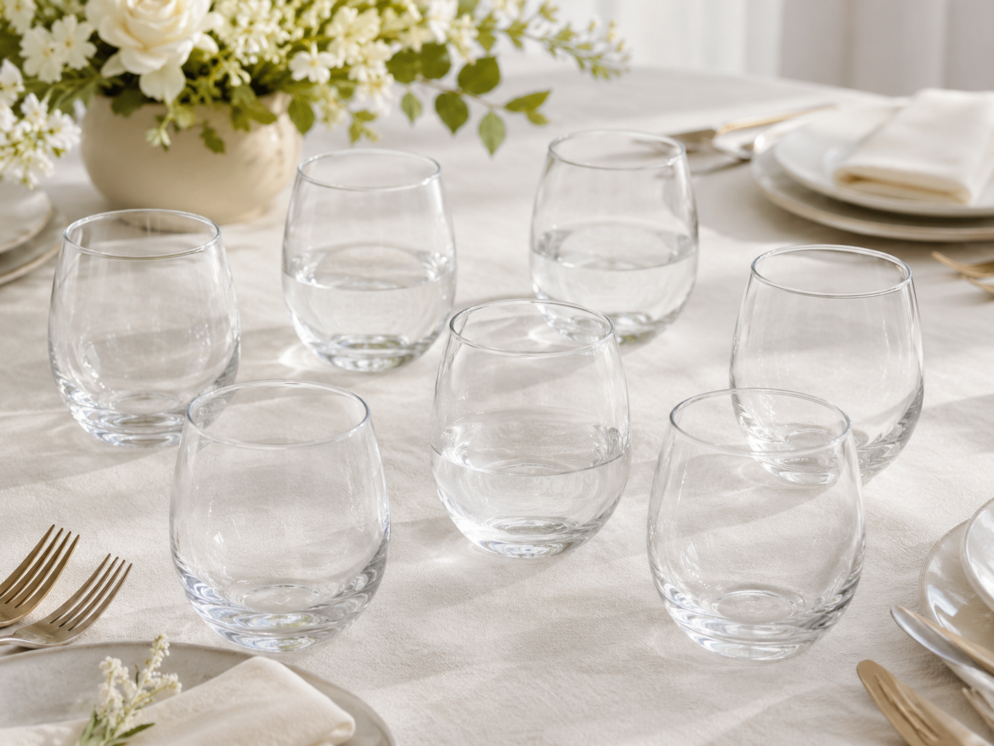 Aulica Peony Low Water Glasses Set of 6 – 380 ml front view