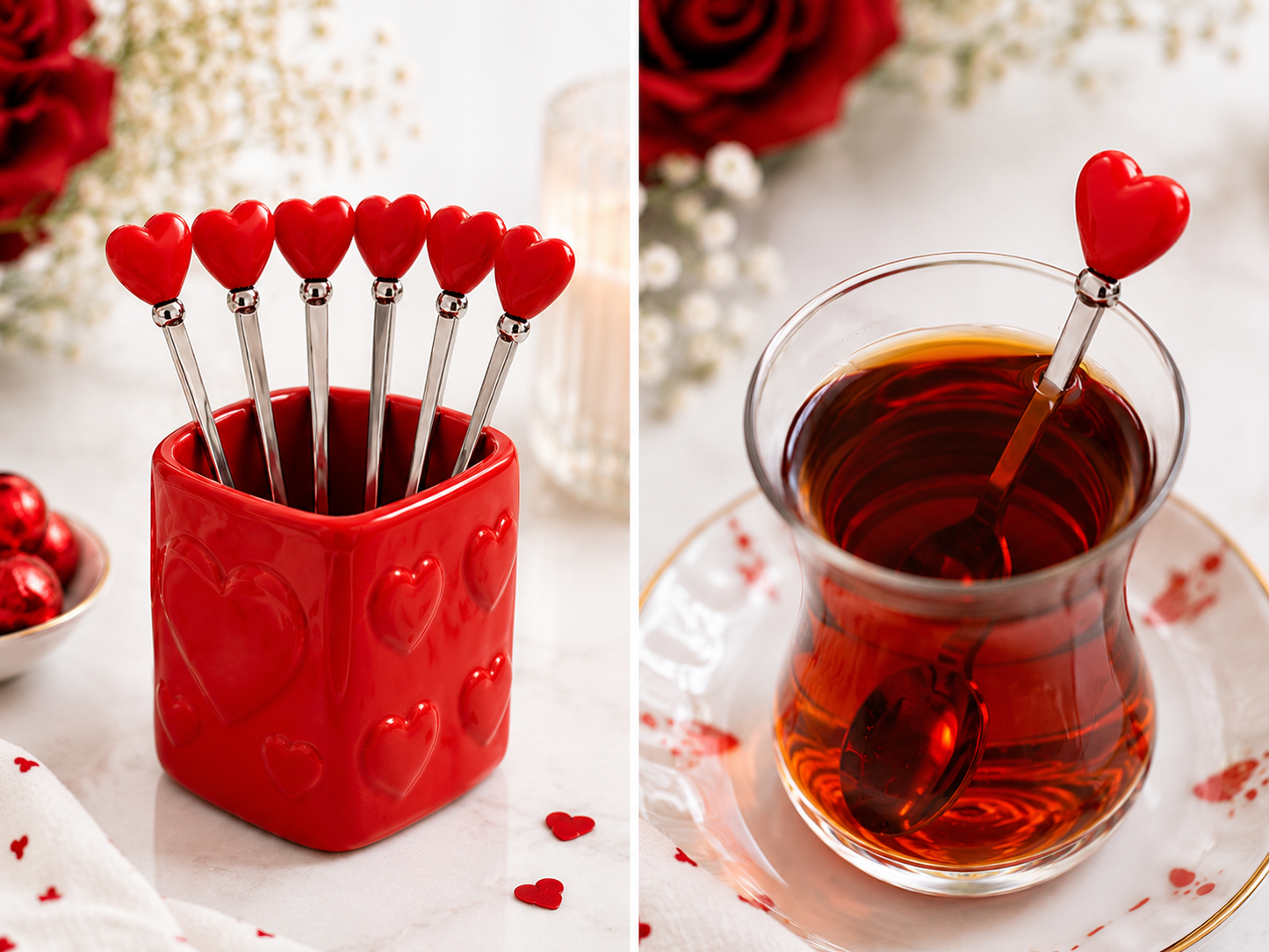 Aulica Red Heart Teaspoons with Holder, Set of 6 alternate view
