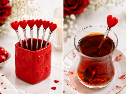 Aulica Red Heart Teaspoons with Holder, Set of 6 alternate view