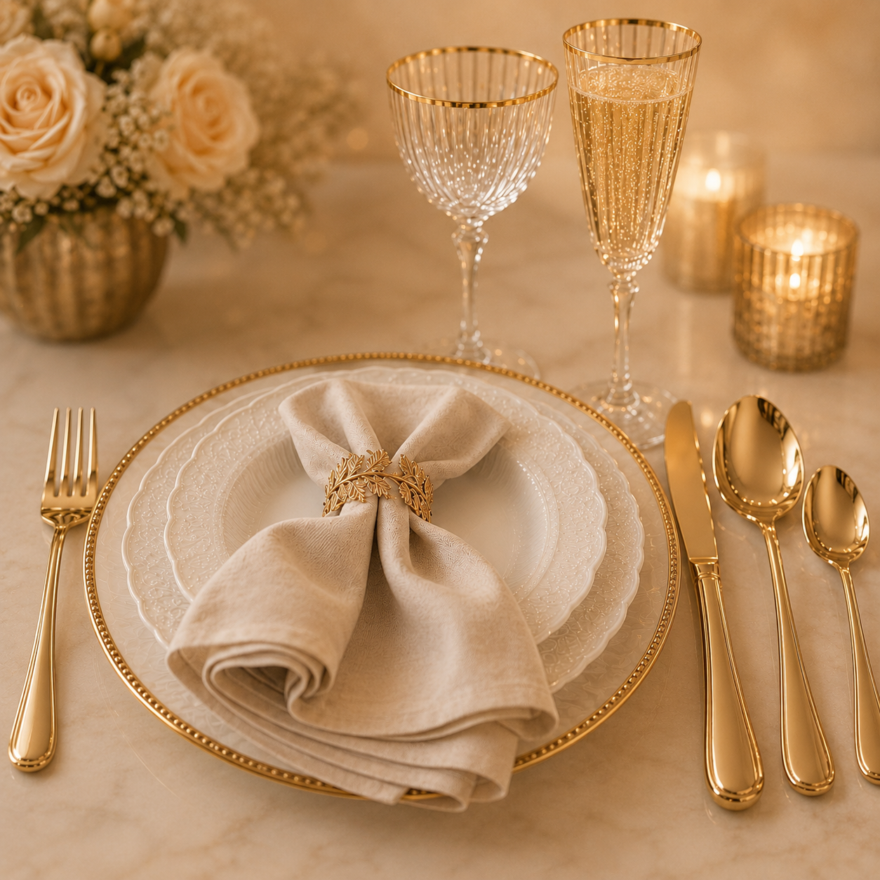 Aulica Brilliant Champagne 24-Piece Cutlery Set detail view