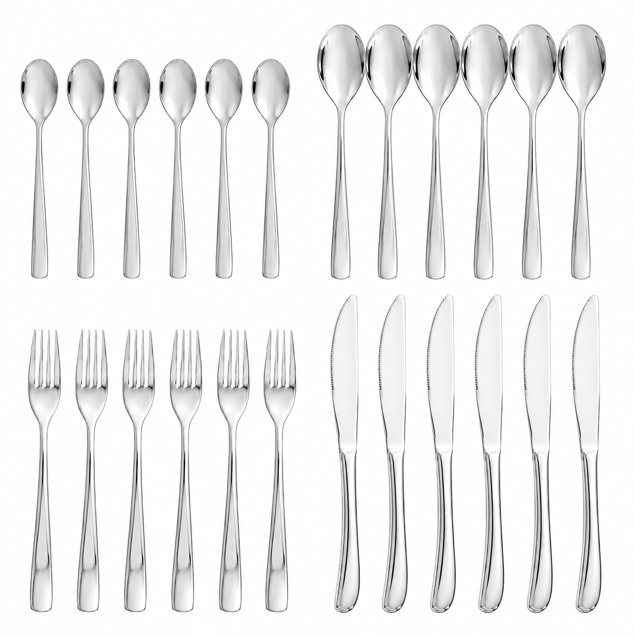 Aulica Silver Brilliant 24-Piece Cutlery Set close-up view