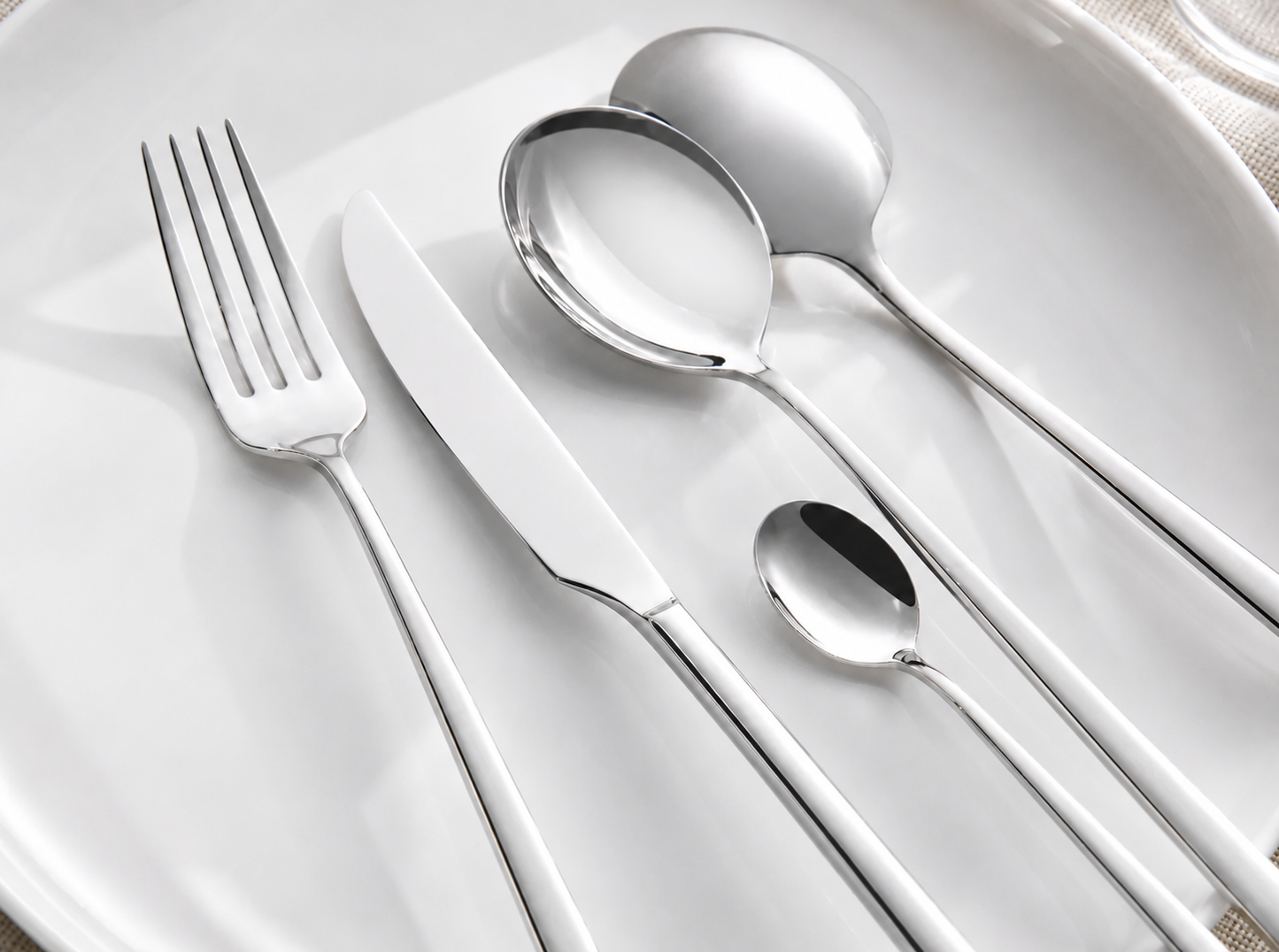 Aulica Silver Brilliant 24-Piece Cutlery Set angled view