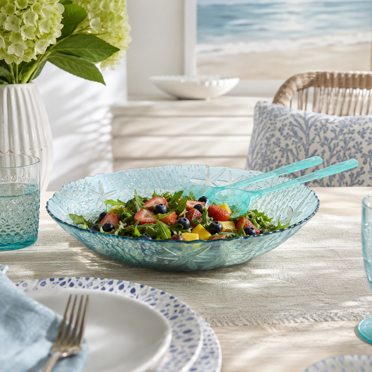 Aulica Sea Blue Glass Serving Bowl – 33 x 33 x 9 cm product view 4