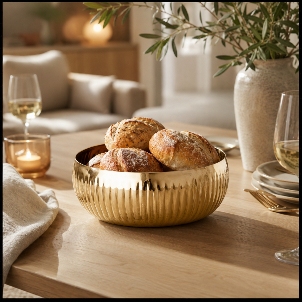 Aulica Gold Ribbed Fruit Bowl – 24 cm product view 6