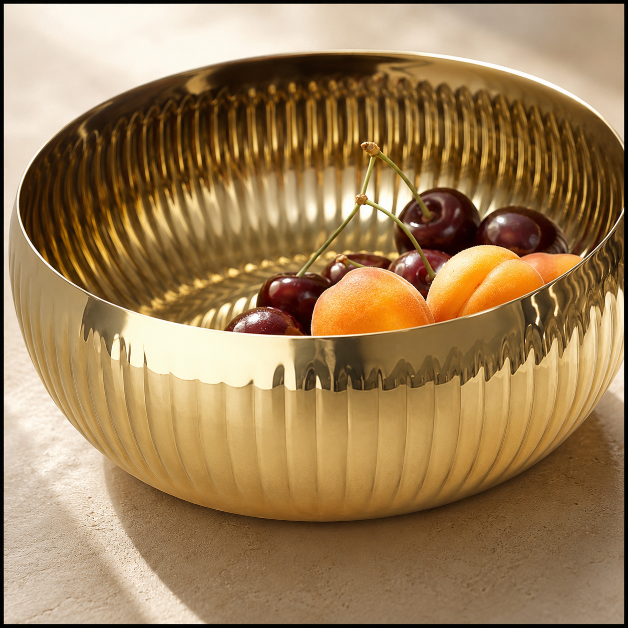 Aulica Gold Ribbed Fruit Bowl – 24 cm product view 7