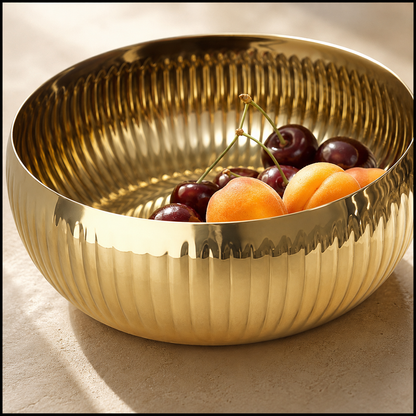 Aulica Gold Ribbed Fruit Bowl – 24 cm product view 7