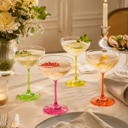 Aulica Neon Stem Cocktail Glasses – Set of 4, 340 ml