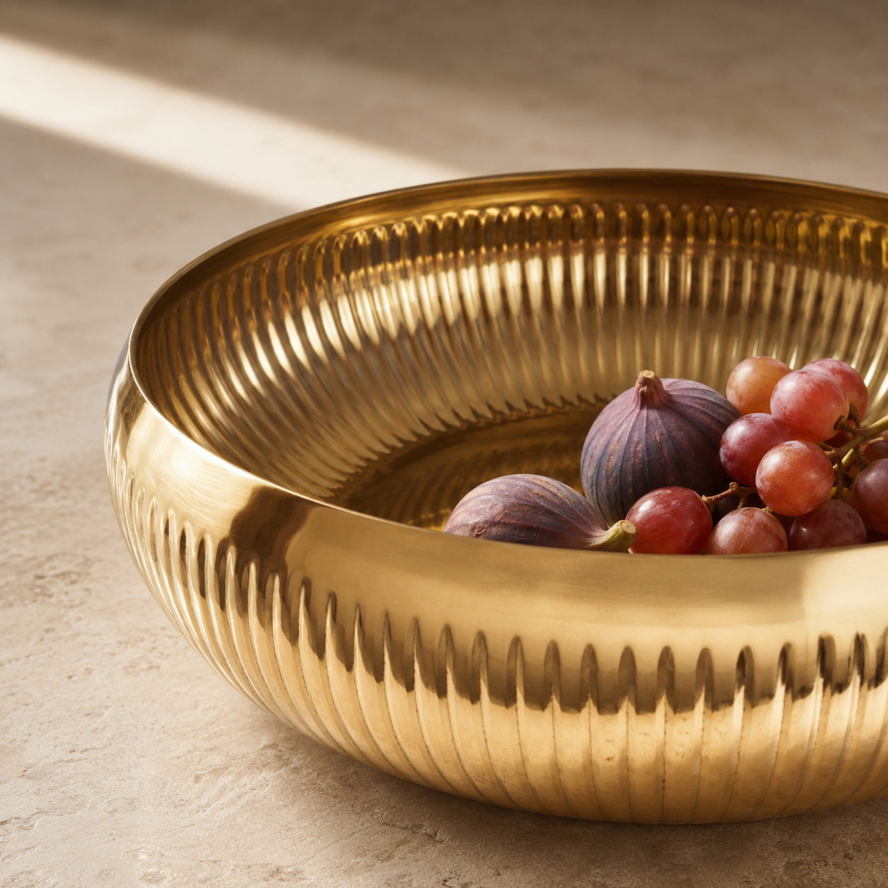 Aulica Gold Ribbed Fruit Bowl – 36 cm product view 6