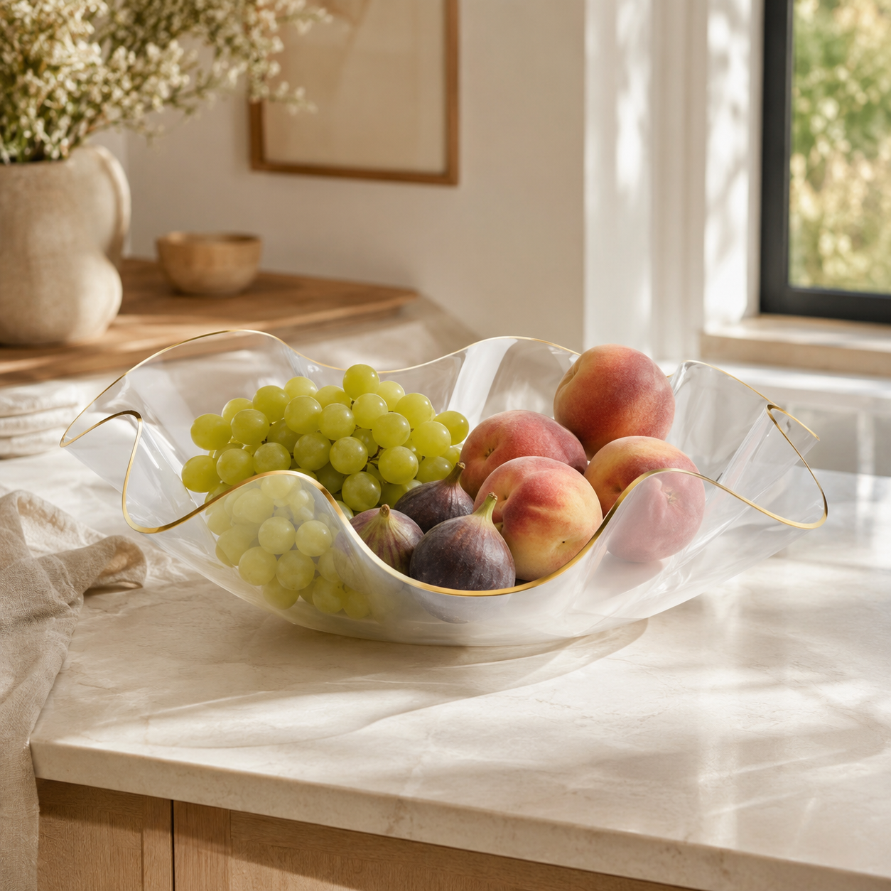 Aulica Gold-Rim Acrylic Fruit Bowl – 40 cm product view 4