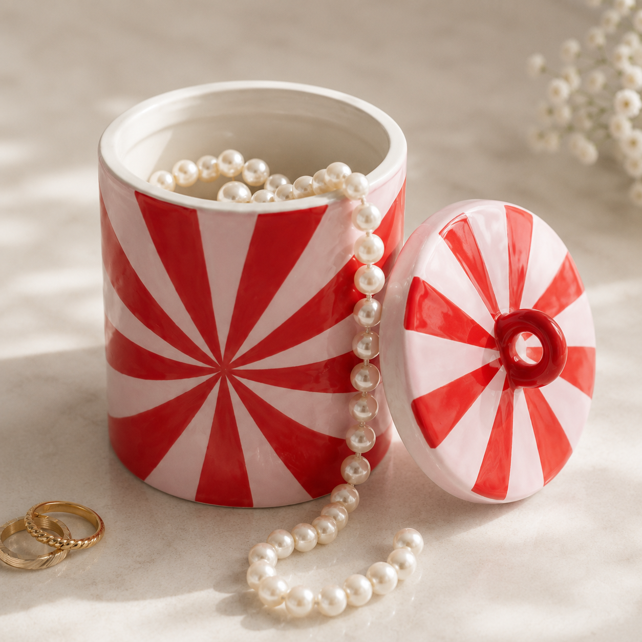 Housevitamin Red & Pink Swirl Storage Jar – 11 × 11 × 14.5 cm product view 3