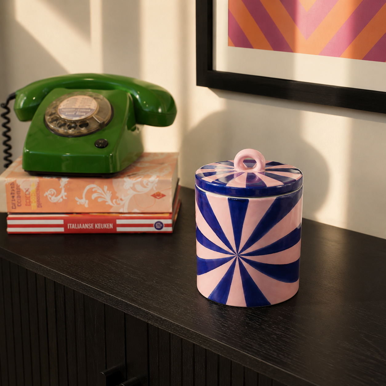 Housevitamin Pink & Blue Swirl Storage Jar – 11 × 11 × 14.5 cm