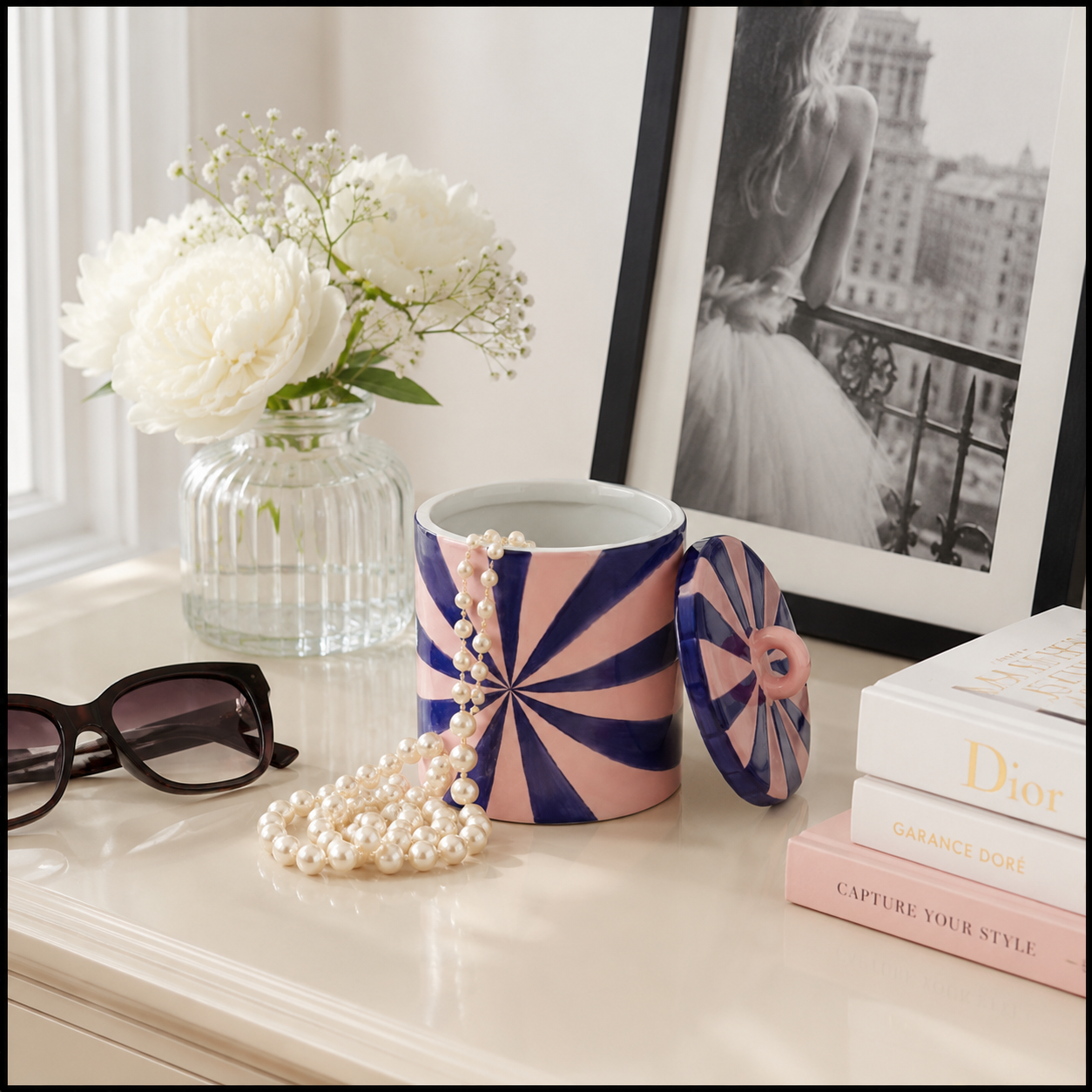 Housevitamin Pink & Blue Swirl Storage Jar – 11 × 11 × 14.5 cm product view 2