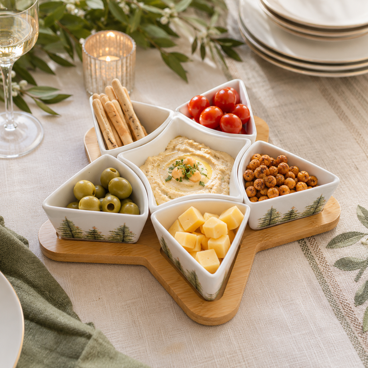 Aulica Fir Tree Appetizer Bowls with Serving Tray – Set of 6 product view 4