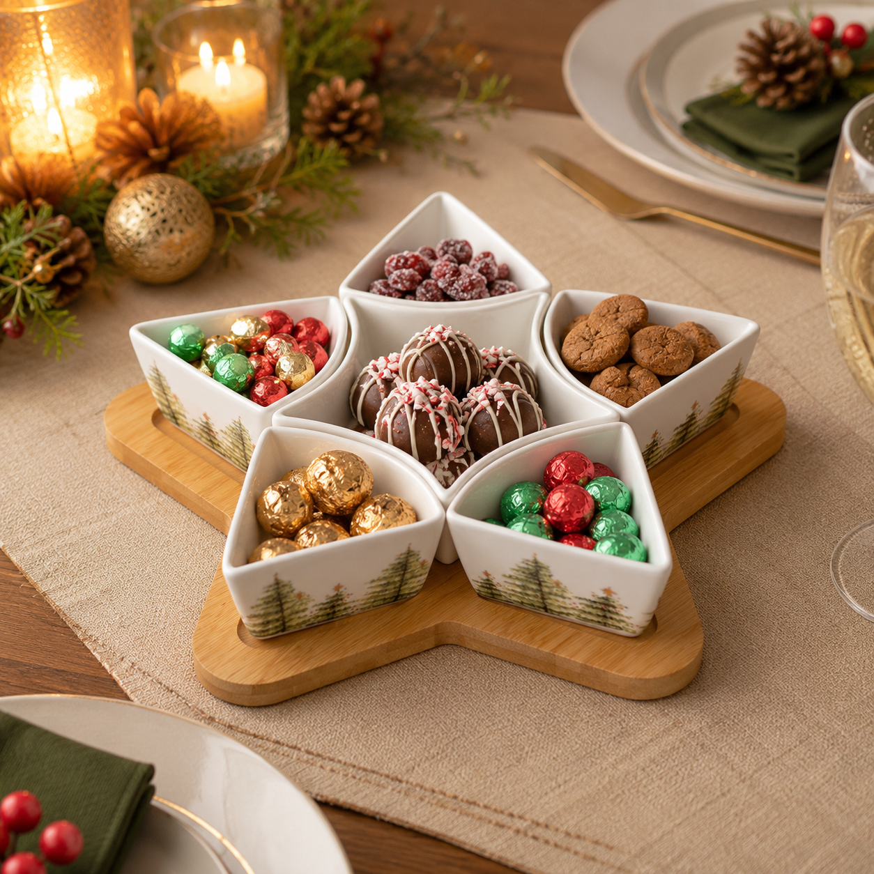 Aulica Fir Tree Appetizer Bowls with Serving Tray – Set of 6 product view 7