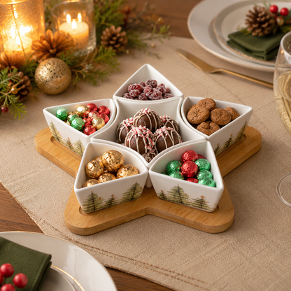 Aulica Fir Tree Appetizer Bowls with Serving Tray – Set of 6 product view 7