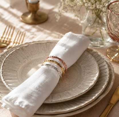 Aulica Multicolour 3-Band Napkin Rings – Set of 4