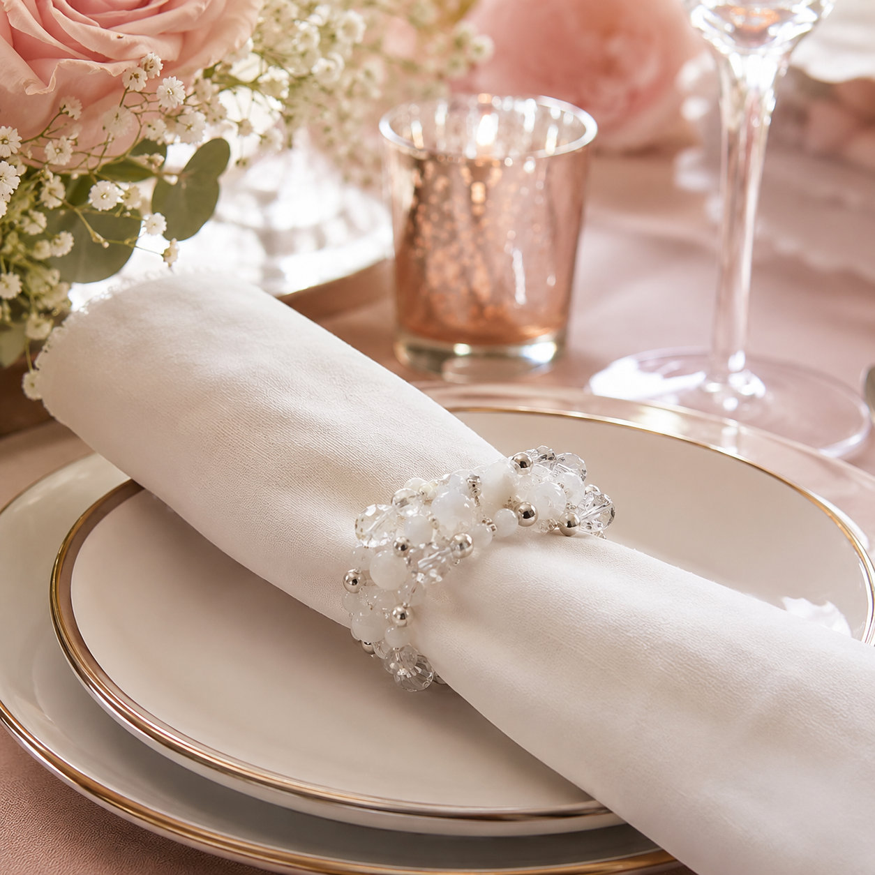 Aulica Silver Bracelet Napkin Rings – Set of 4 product view 2