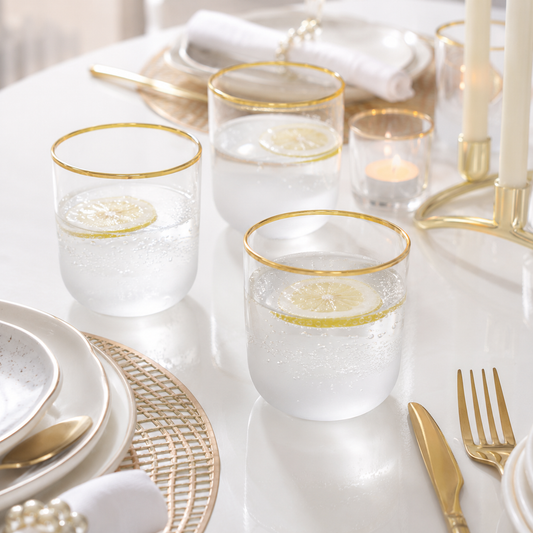 Aulica Nish Gold-Rim Water Glasses – Set of 6