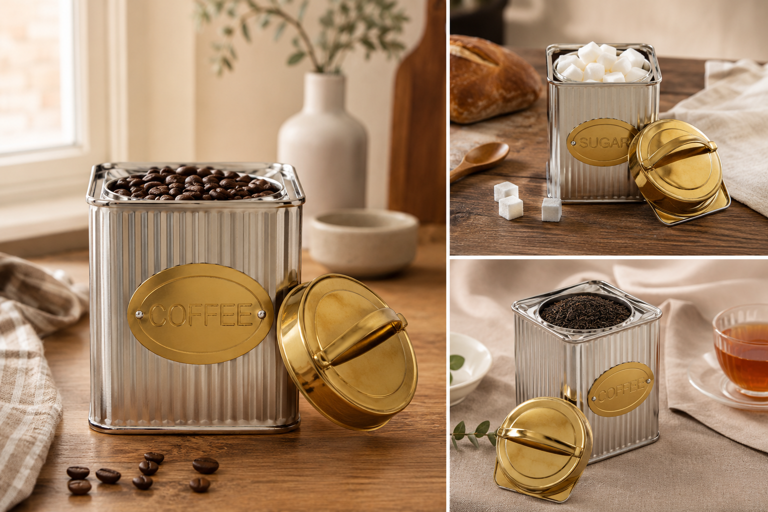 Aulica Silver & Gold Coffee Storage Tin – 10 cm