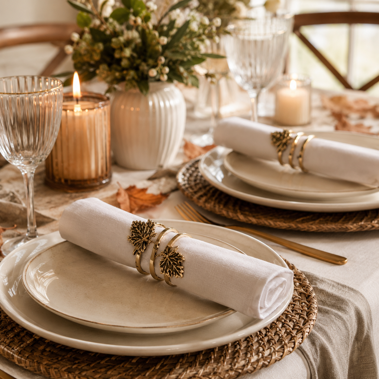 Aulica Gold Vine Leaf Napkin Rings – Set of 4 product view 4