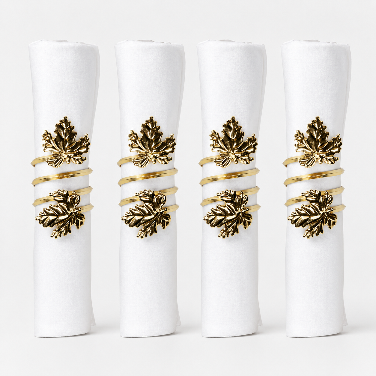 Aulica Gold Vine Leaf Napkin Rings – Set of 4