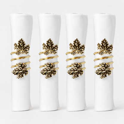 Aulica Gold Vine Leaf Napkin Rings – Set of 4