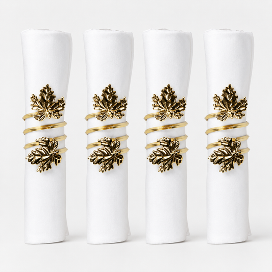 Aulica Gold Vine Leaf Napkin Rings – Set of 4