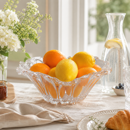 Aulica Clear Flower-Shaped Fruit Bowl – 29.2 × 29.3 × 10.7 cm product view 3