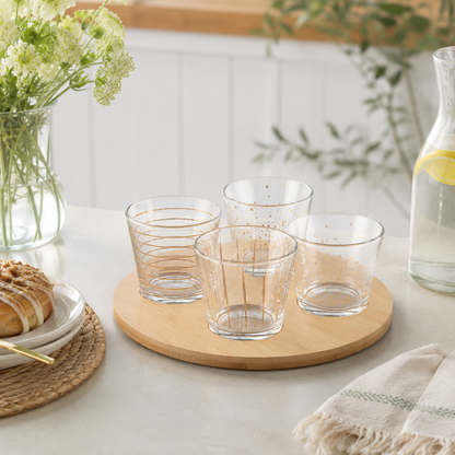 Aulica Gold Appetizer Bowls with Wooden Tray – Set of 4 product view 3