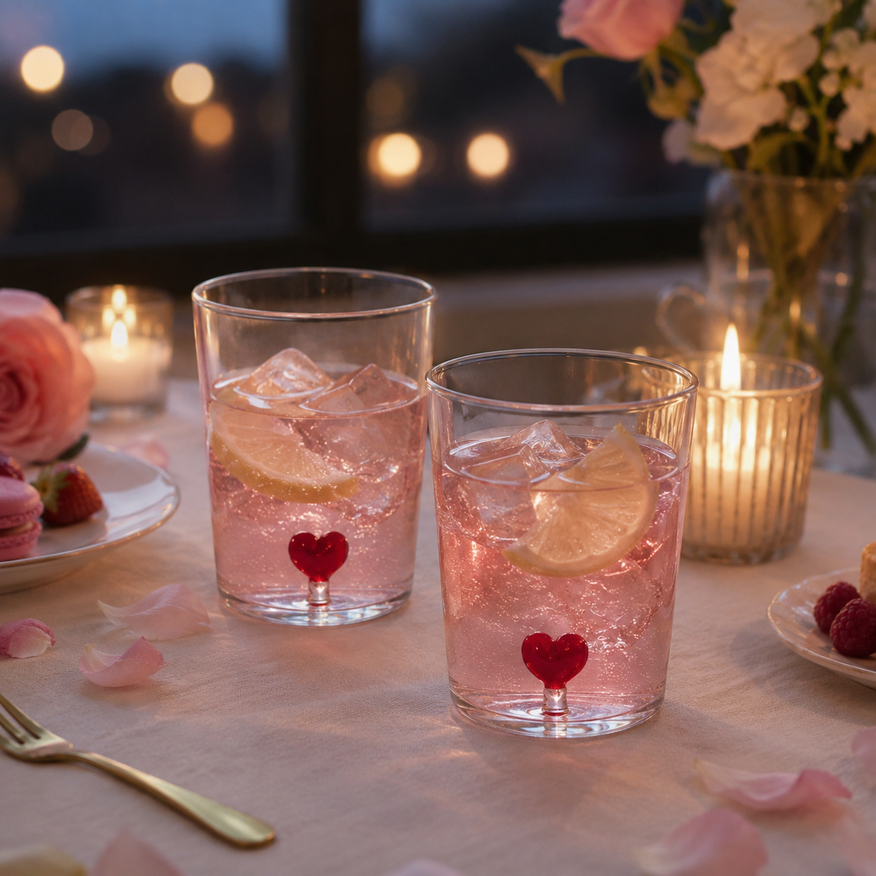 Aulica Heart Water Glasses – Set of 4, 300 ml