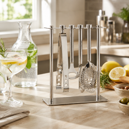 Aulica Silver Bar Tool Set with Stand – 7 Pieces product view 2