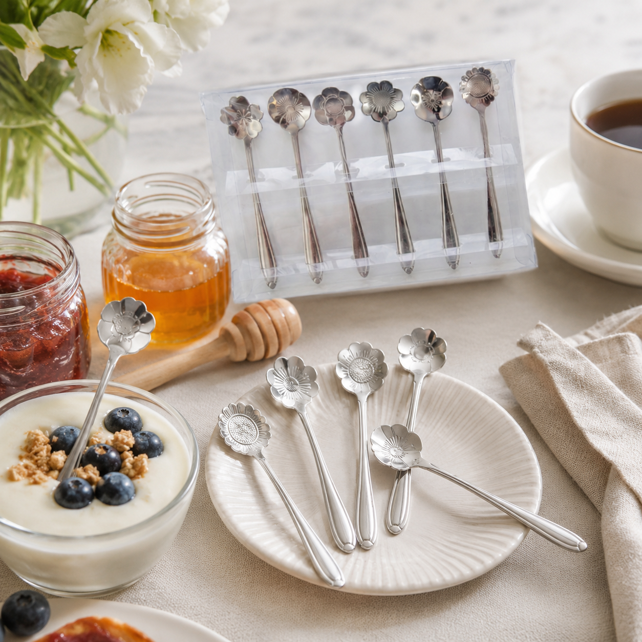 Aulica Black Flower Dessert Spoons – Set of 6 product view 5