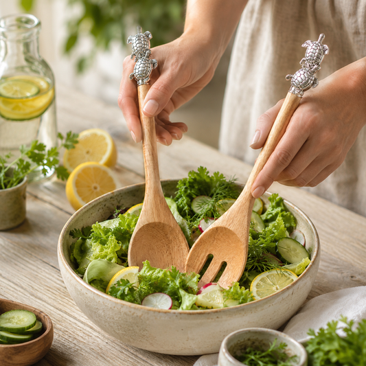 Aulica Silver Turtle Salad Servers