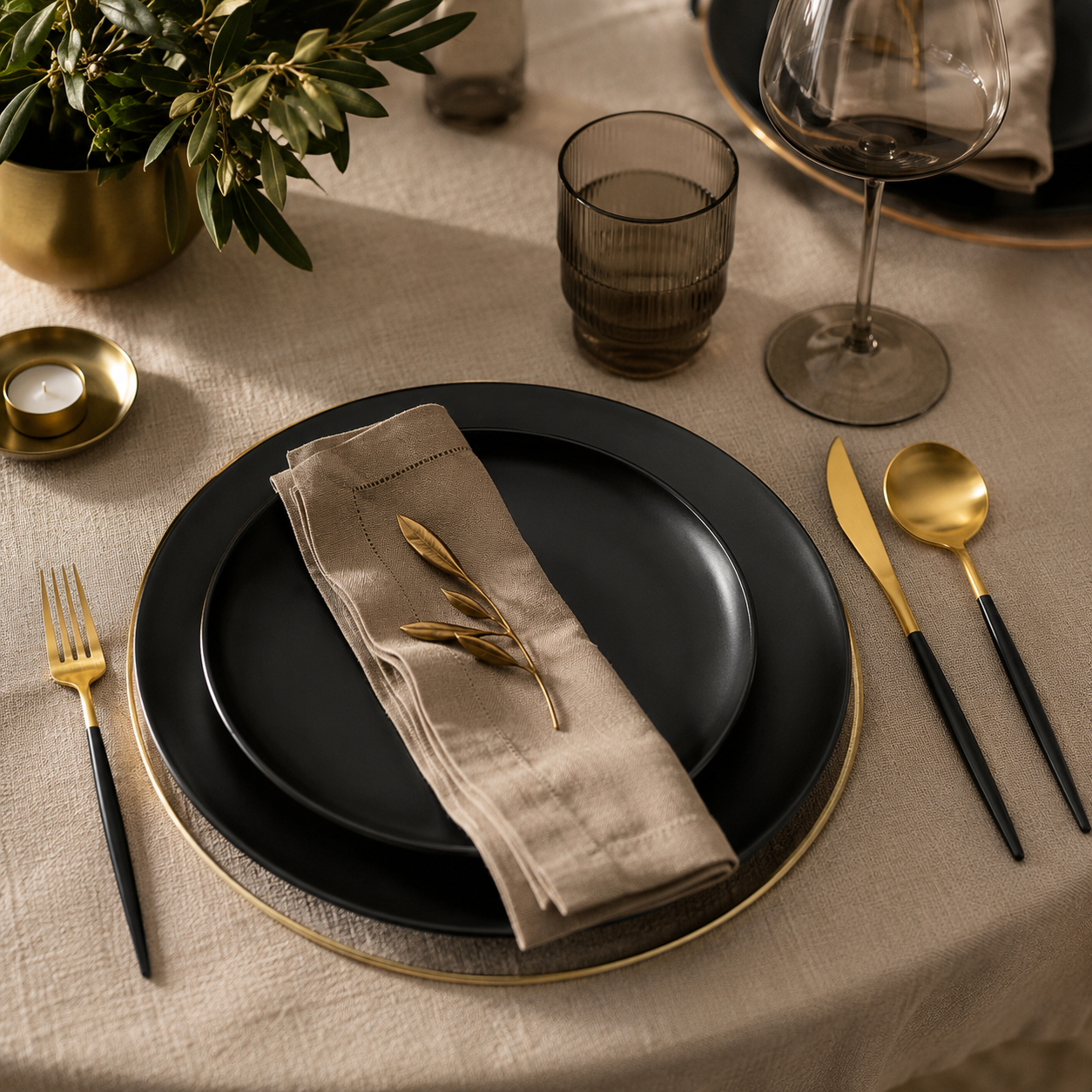 Aulica Gold & Black Cutlery Set – 24 Pieces product view 2