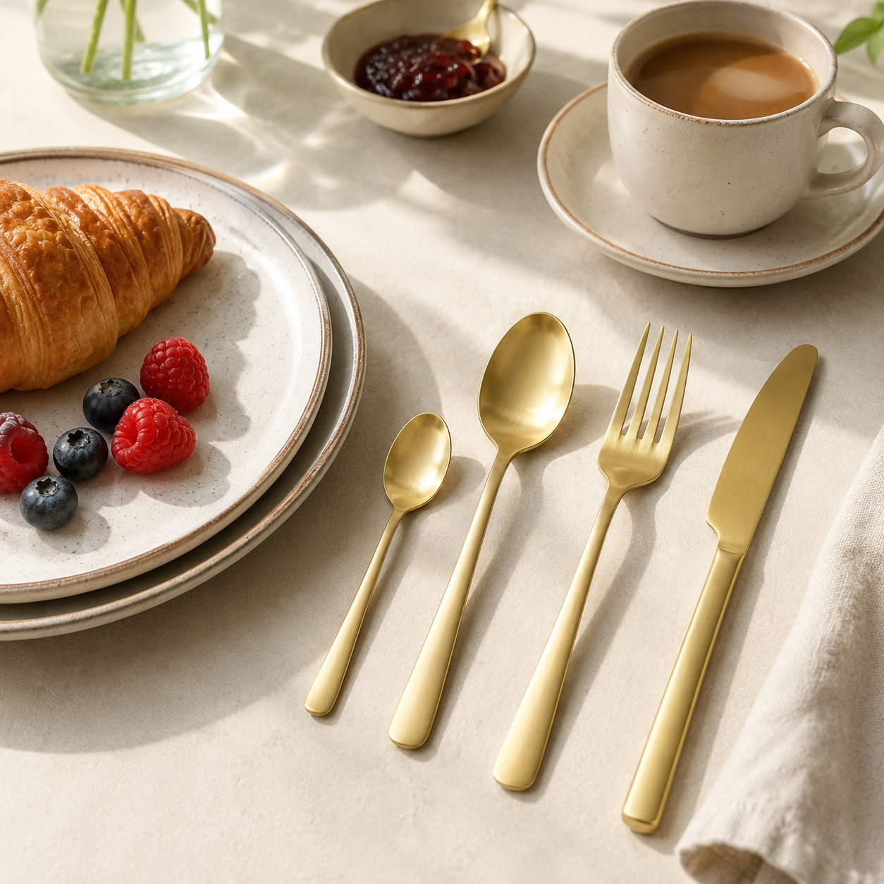Aulica Matte Champagne Cutlery Set – 24 Pieces
