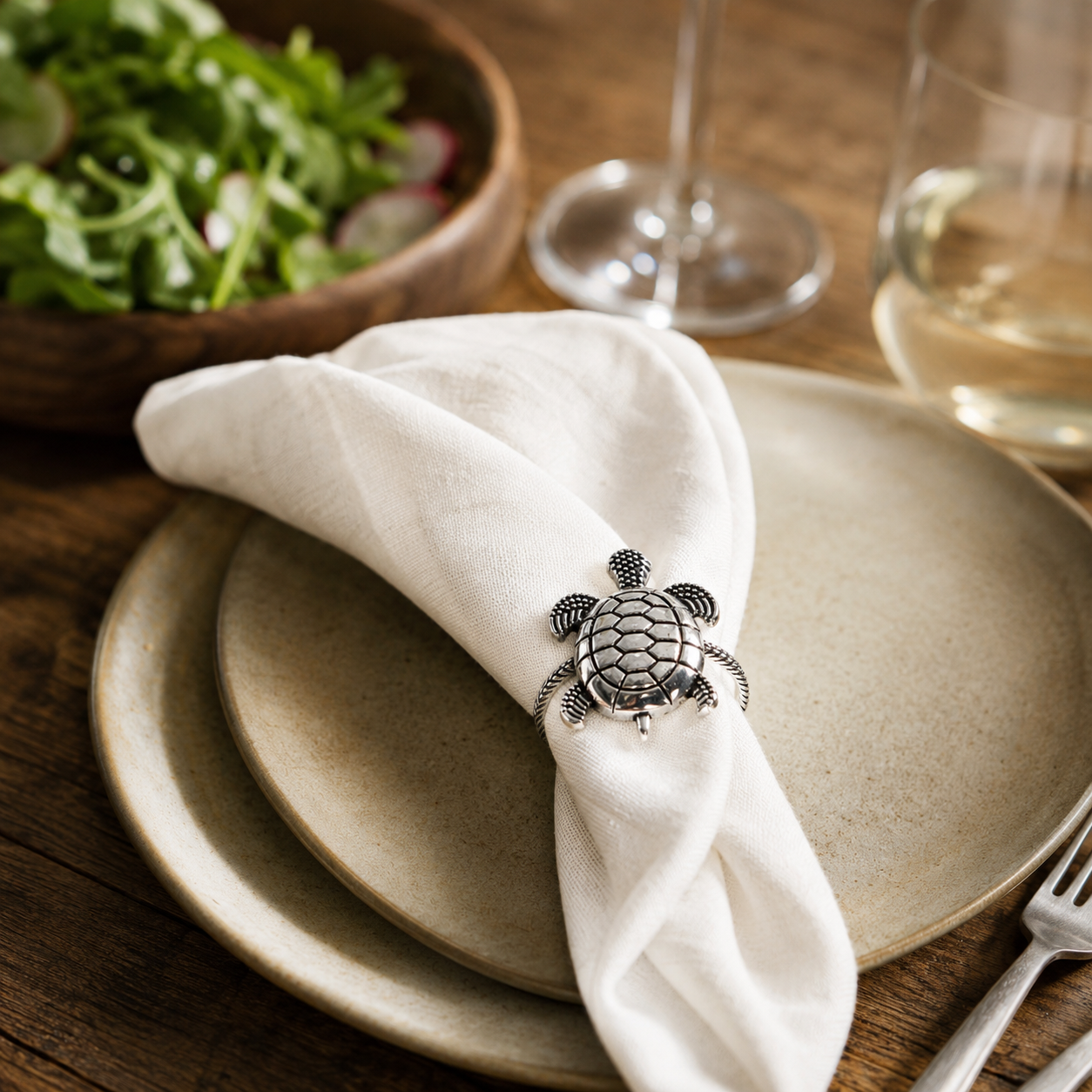 Aulica Silver Turtle Napkin Rings – Set of 4 product view 2
