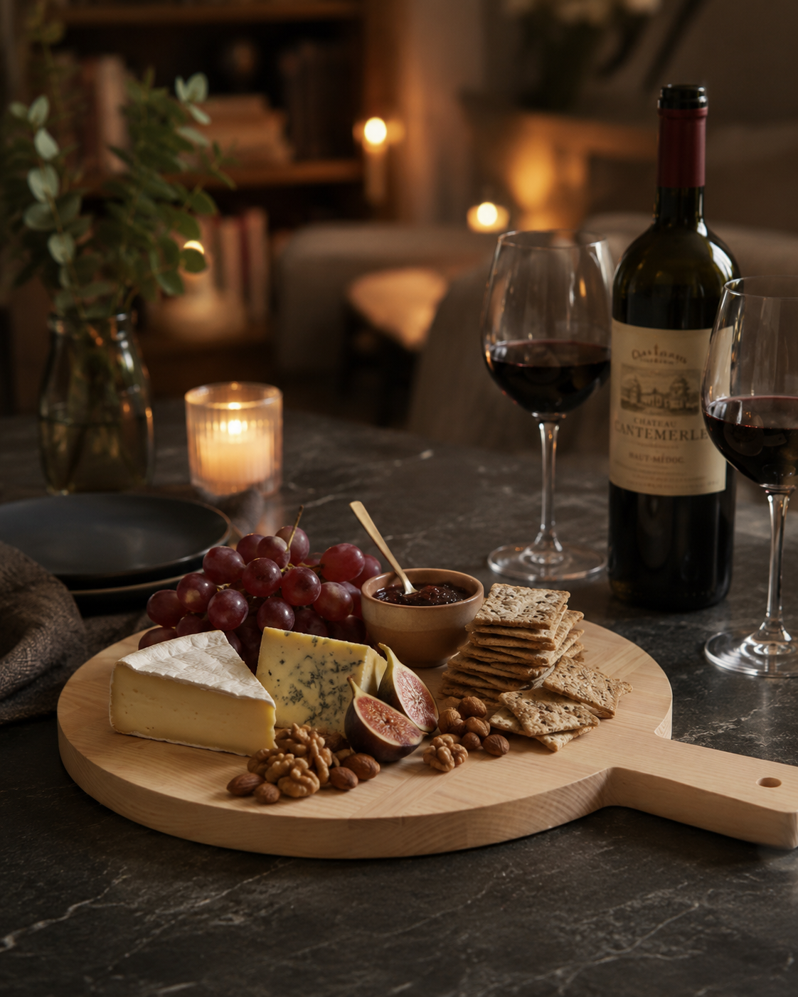Aulica Round Wooden Cutting Board with Handle product view 2