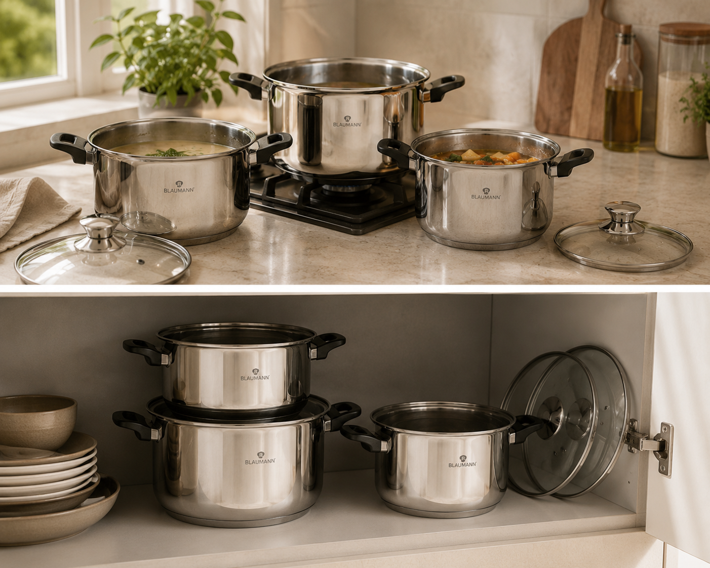 Blaumann Gourmet Line Cookware Set with Lids – 6 Pieces product view 3