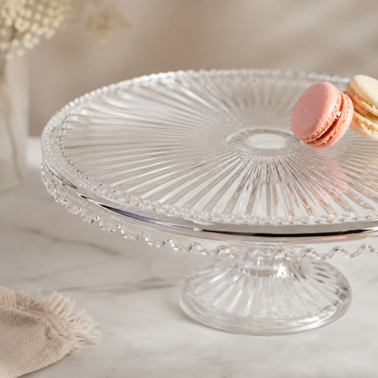 Aulica Clear Glass Cake Stand – 32 × 32 × 12 cm product view 3