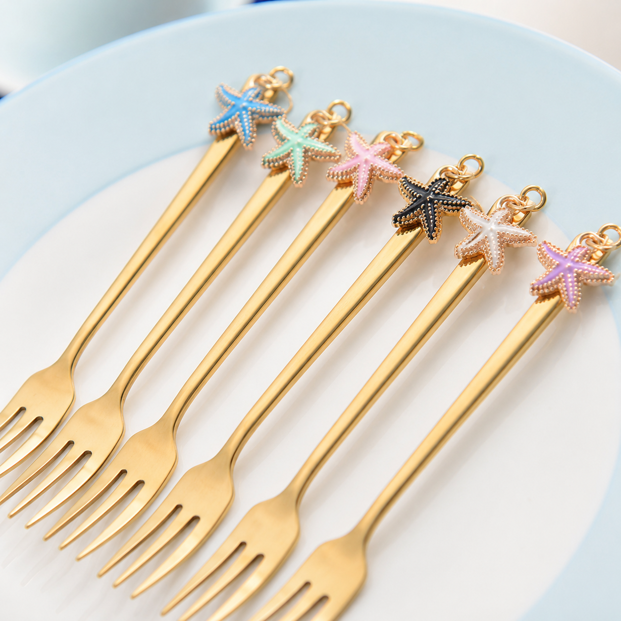 Aulica Gold Star Dessert Forks – Set of 6