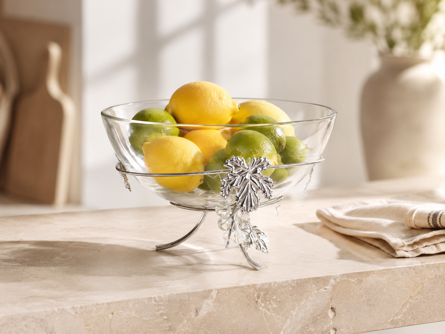Aulica Silver Vine Leaf Decorative Bowl – 25 × 25 × 17 cm