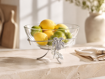 Aulica Silver Vine Leaf Decorative Bowl – 25 × 25 × 17 cm