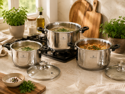 Blaumann Gourmet Line Cookware Set with Lids – 6 Pieces