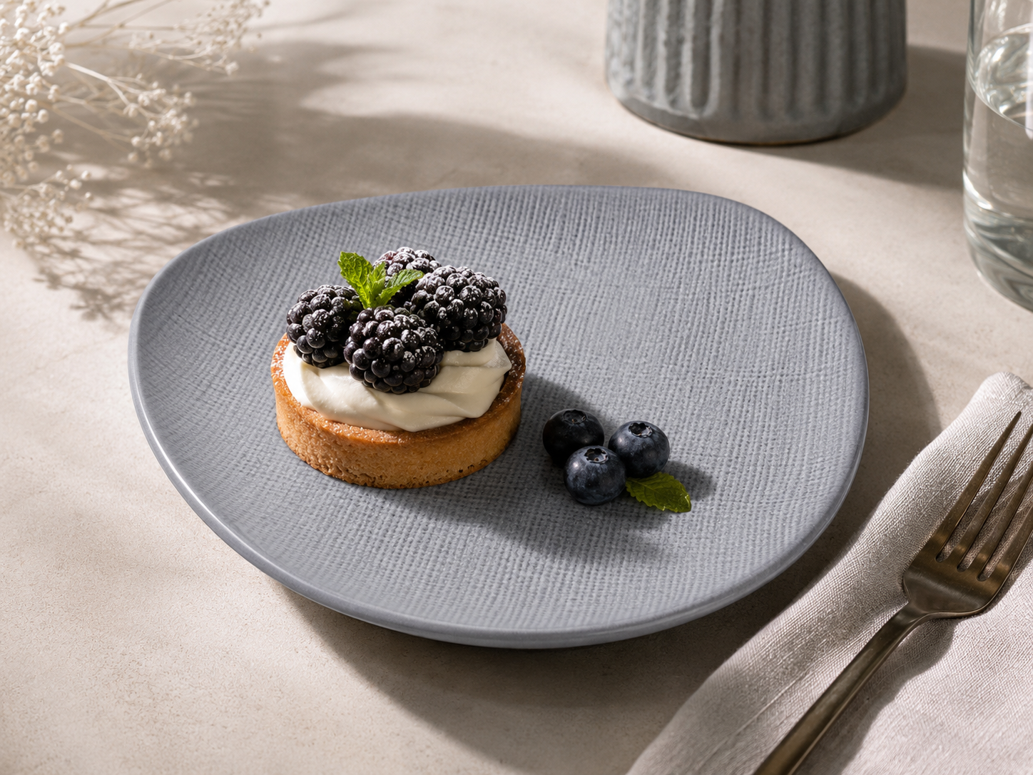 Woven-Texture Gray Breakfast Plates – Set of 6, 21 cm product view 4